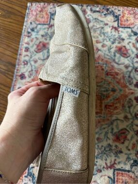 Toms Glitter Slip-On Espadrille in Champagne Gold